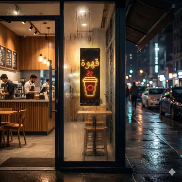 كوفي شوب مع شاشة LED قهوة